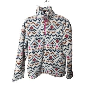 Eddie Bauer Women’s Sz Small Aztec 1/4 Zip Fleece Pullover Sweater Outdoor